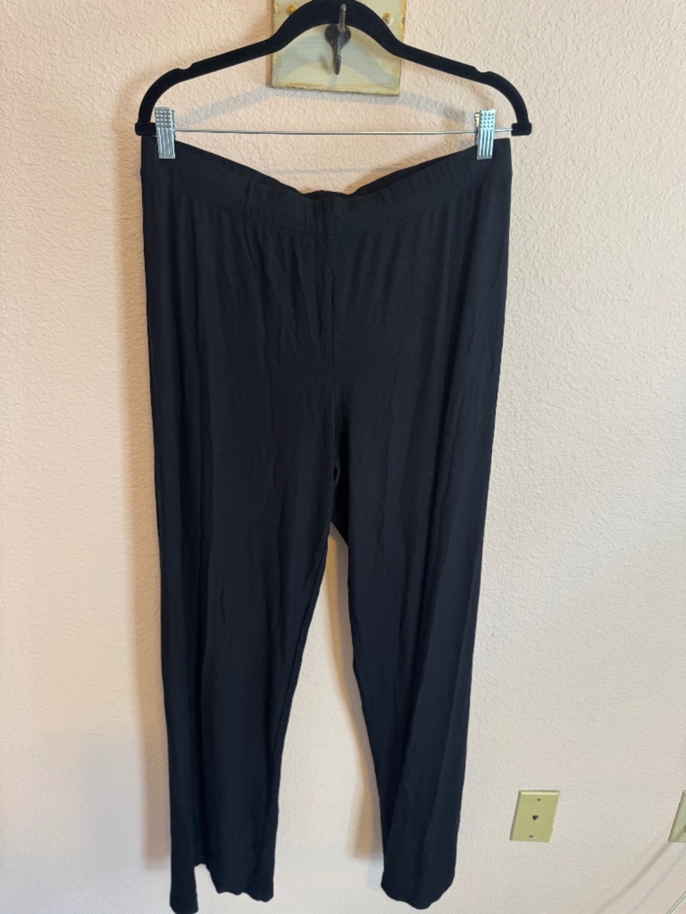 Skims Drawstring Ribbed Soft Black Pajama Lounge Pants Large